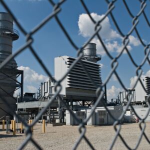 a fence at a factory