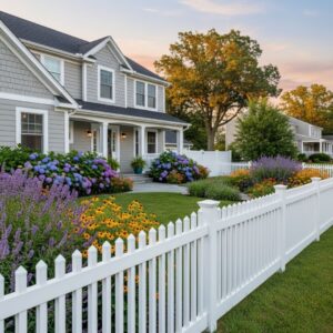 cute vinyl fencing in front of home