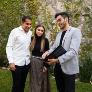 couple checking out a list of recommendations from someone