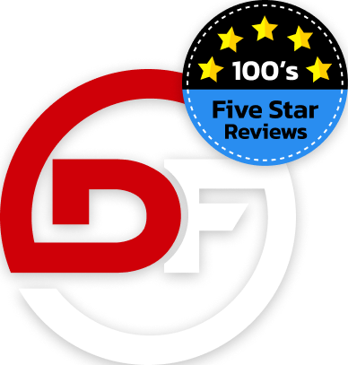 A logo with a black background.